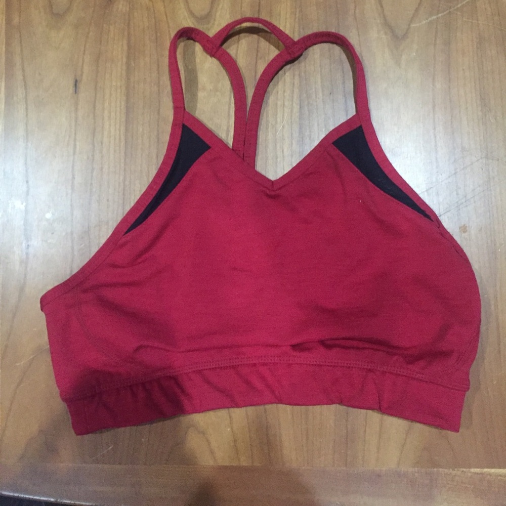 Red manduka sport bra